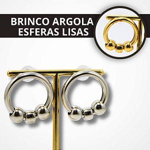 Brincos Argolas Esferas Lisas - Dourado e Prata
