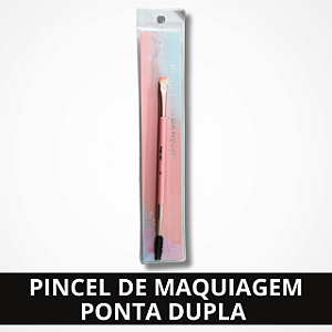 Pincel de Maquiagem Ponta Dupla Chanfrado e Sobrancelha