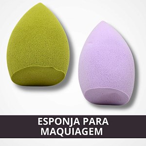 Esponja de Maquiagem Em Gota Chanfrada - Verde e Roxo