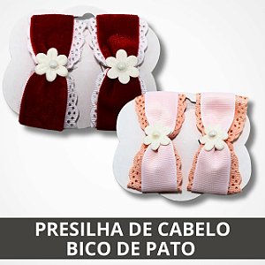 Laço Presilha de Cabelo Veludo Bico de Pato