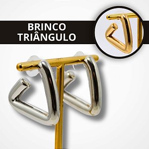Brincos em Formato Triângulo Espesso - Dourado e Prata
