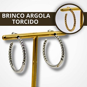 Brincos em Formato de Argola Torcida - Dourado e Prata