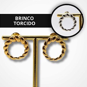 Brinco Redondo de Formato Torcido - Dourado e Prata
