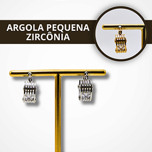 Brinco Argola de Zircônia - Dourado e Prata
