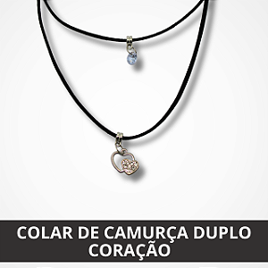 Colar de Camurça Duplo Coração