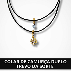 Colar de Camurça Duplo Trevo da Sorte