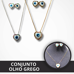 Conjunto Olho Grego Formato Coração
