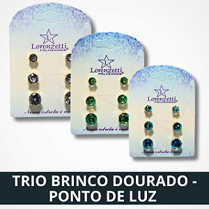 Trio de Brinco Dourado - Ponto de Luz