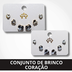 Conjunto De Brinco Formato Coração Zircônia