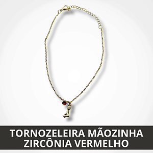 Tornozeleira Mãozinha com Zircônia Vermelho