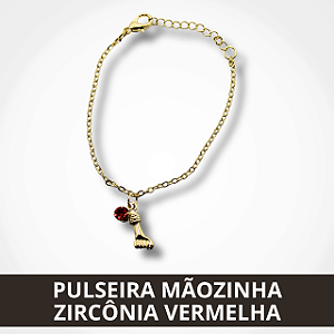 Pulseira Mãozinha Zircônia Vermelha - Linha Kids