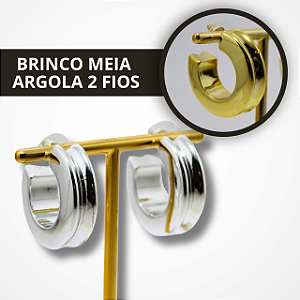 Brincos Meia Argola 2 Fios