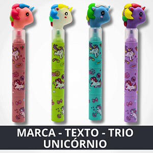 Marca Texto - 3 Cores - Unicórnio