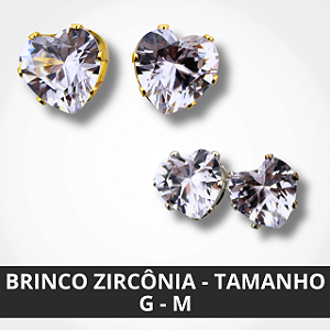 Brinco Zircônia Coração - Tamanho G - M