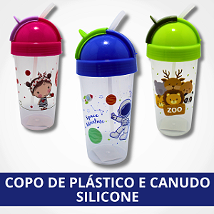 Copo de Plástico e Canudo de Silicone