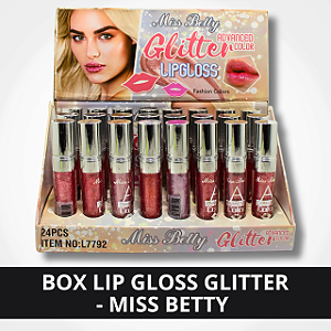 Box Lip Gloss Glitter - Miss Betty - 24un.