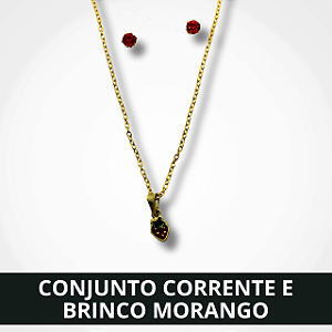 Conjunto Corrente e Brinco Morango