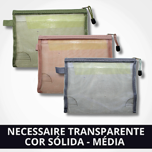 Necessaire Transparente Cor Sólida - Média