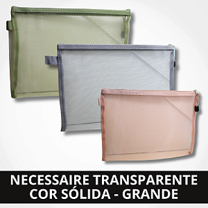 Necessaire Transparente Cor Sólida - Grande