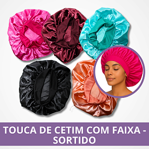 Touca de Cetim com Faixa - Sortido