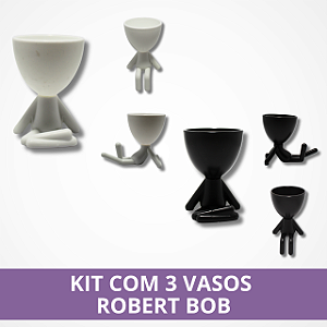 Kit 3 Vasos Robert Bob para Plantas