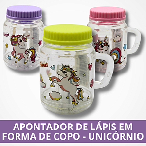 Apontador de Lápis em Forma de Copo - Unicórnio