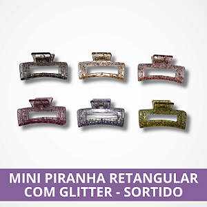 Mini Piranha Retangular com Glitter - Sortido