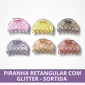 Piranha Retangular com Glitter - Sortida