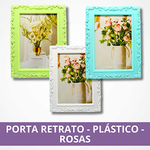 Porta Retrato de Plástico - Rosas