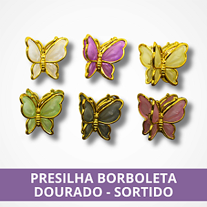 Presilha Borboleta Dourado - Sortido