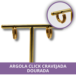 Argola Click Cravejada - Dourado
