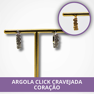 Argola Click Cravejada Coração