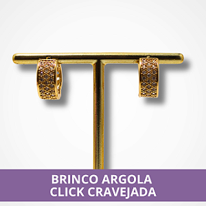 Brinco Argola Click Cravejada