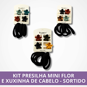 Kit Mini Presilha Flor com Xuxinha de Cabelo - Sortido