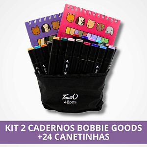 Kit 2 Cadernos Bobbie Goods + 24 Canetinhas