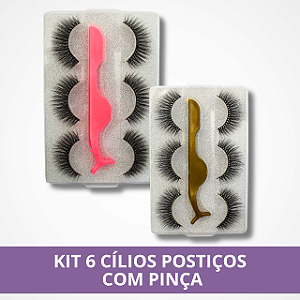 Kit 6 Cílios Postiços com Pinça