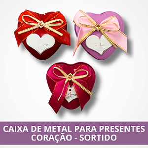 Caixa de Metal para Presentes Coração - Sortido