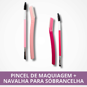 Pincel de Maquiagem + Navalha para Sobrancelha