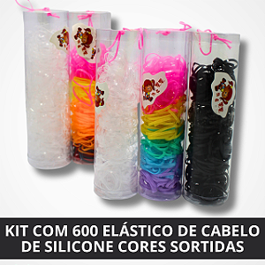Kit C/ 600 Elásticos De Silicone P/ Cabelo - Cores Sortidas