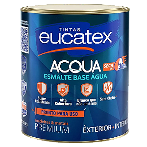Tinta Esmalte Acetinado Premium Base Água Eucatex Acqua 900ML Branco