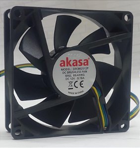 Cooler Fan Akasa 12v 80X80X25mm Modelo Dfc802512p 4 Fios Air Cooling Silenciosos