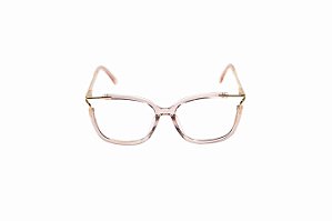 Armação De Óculos De Grau Feminino Acetato Detalhe Dourado RZ01 Rosê