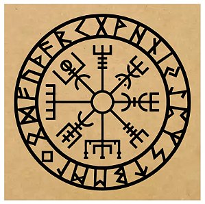 R202 - Pantáculo Vegvisir ou Bússola Wikink MDF 3mm 20x20cm Radiestesia Radiônica