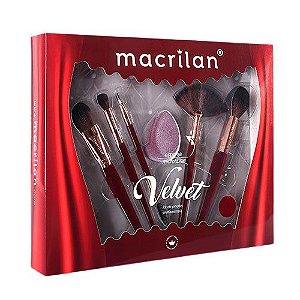 Macrilan - Kit de Pincéis Velvet Vermelho ED010A  (CABO DE VELUDO)