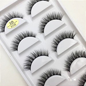 Cilios - Cartela com 05 pares modelo X08