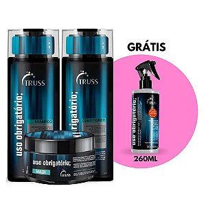 Truss - Kit Truss Uso Obrigatório Shampoo 300ml + Condicionador 300ml + Máscara 180g Ganhe Leave-in 260ml