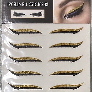 Eye Line - Adesivo Delineado Gatinho Preto e Dourado c/ 5 Pares