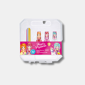 Magia de Princesa - Estojo de Maquiagem Infantil Princesas Com 3 Esmaltes e 1Lixa (rosa)