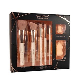 Macrilan - Kit com 5 Pincéis e 2 Esponjas Coleção Studio CS100