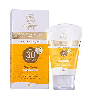 Australian Gold - Antipoluição Gel Creme Toque Seco FPS30 Protetor Solar Facial - 50g